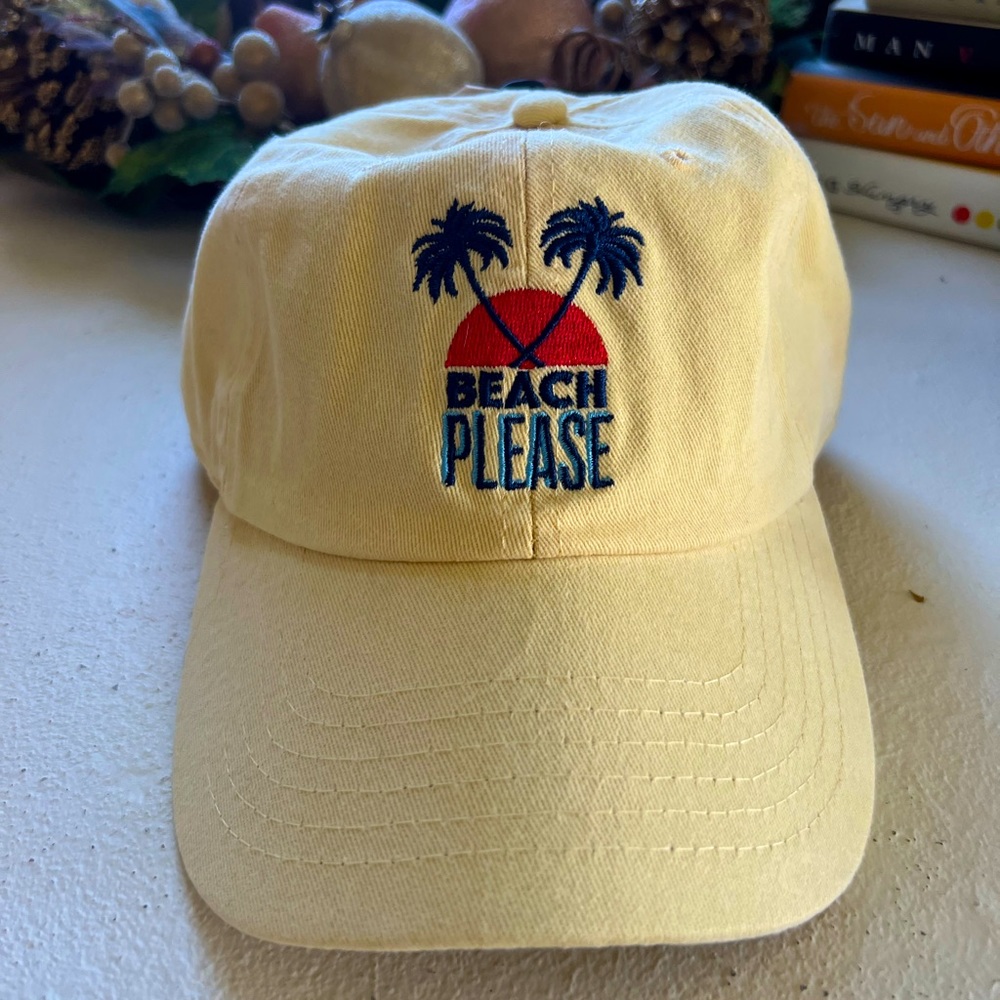 NWT Pale yellow Beachy Palm tree baseball cap